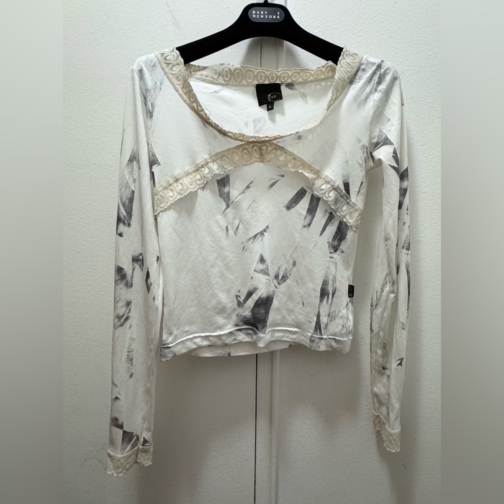 Y2K vintage rare Just Cavalli lace trim white crop top fits like small